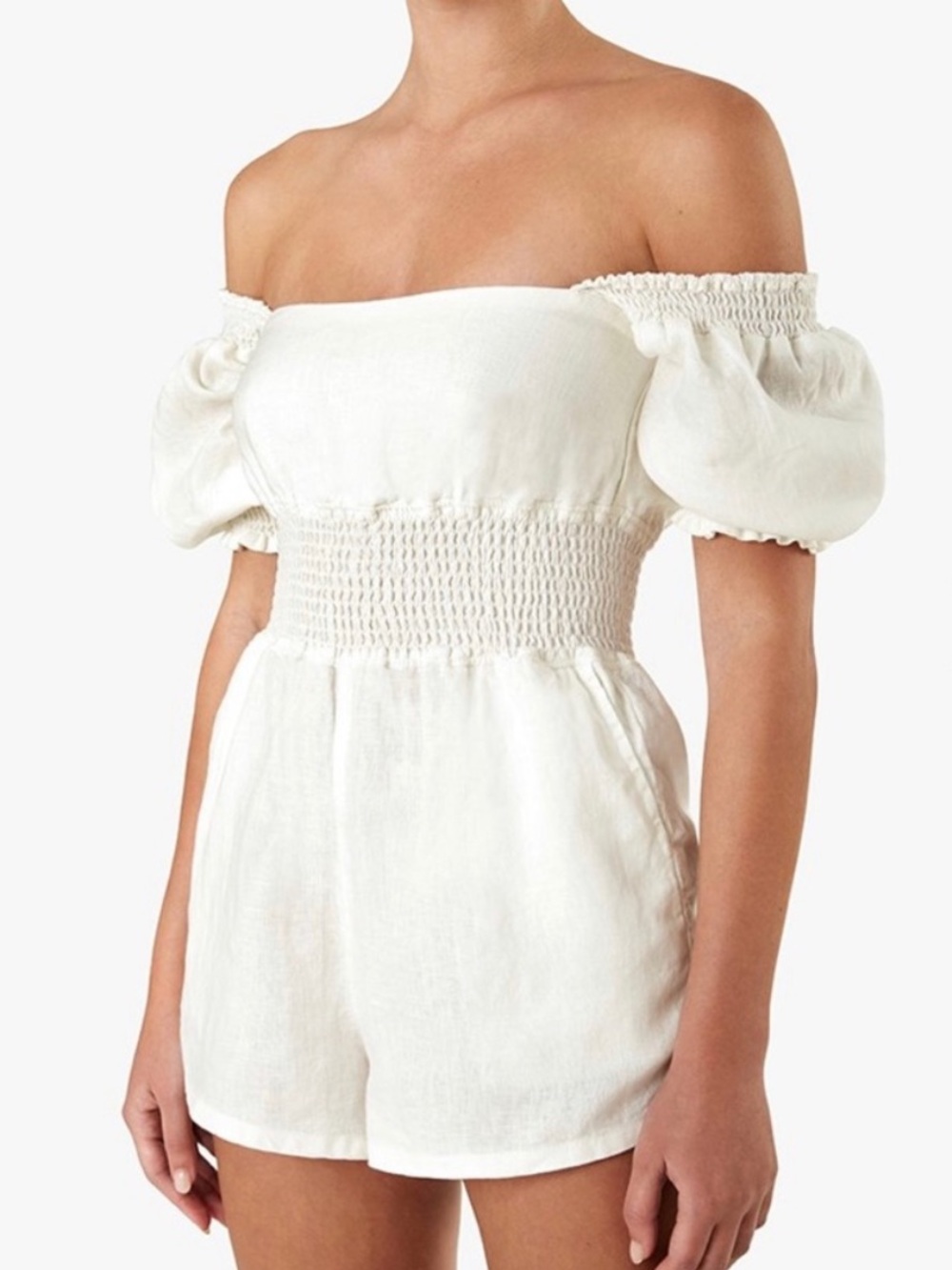 WeWoreWhat Smocked Linen Romper